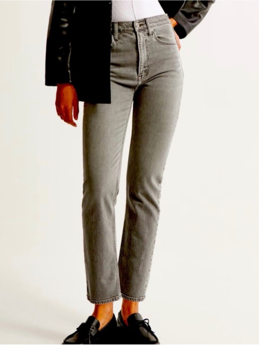 Abercrombie & Fitch Light Gray Straight-Leg Women's Jeans